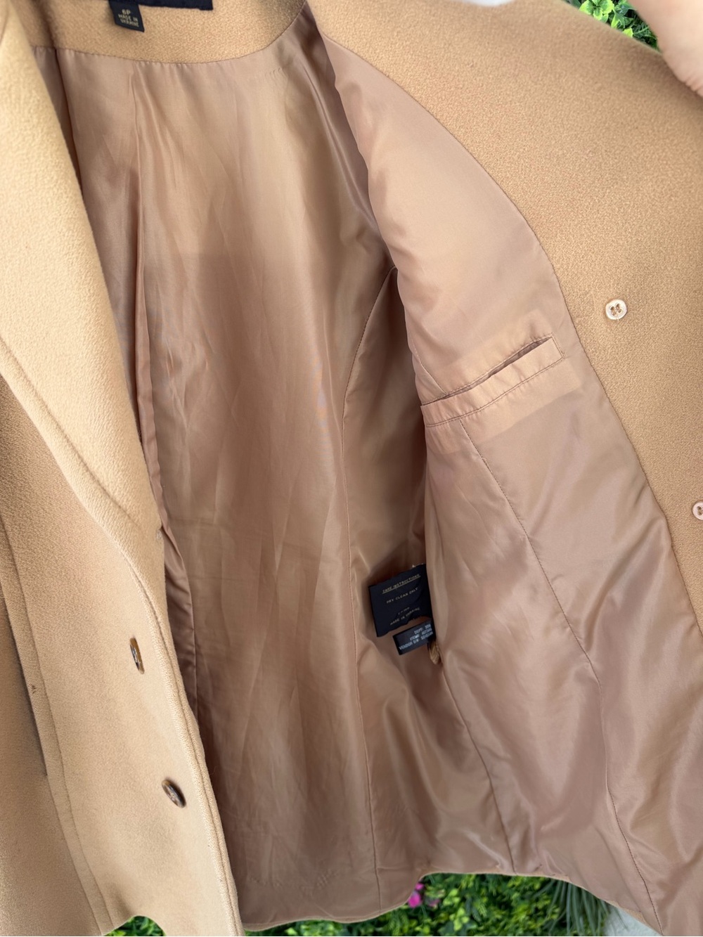 Fleet Street Wool Camel Tan 100% Wool Double Breasted Peacoat Jacket Size 6P - Picture 8 of 10